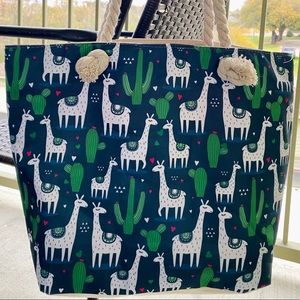 White Llama Cactus Heart Bag